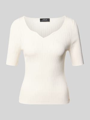 Gebreid shirt van viscosemix met structuurpatroon Shop The Look MANNEQUINE