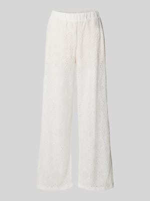 Spodnie materiałowe z szeroką nogawką z haftem angielskim Shop The Look MANNEQUINE