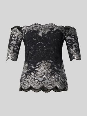 skinny fit blousetop van kant Shop The Look MANNEQUINE