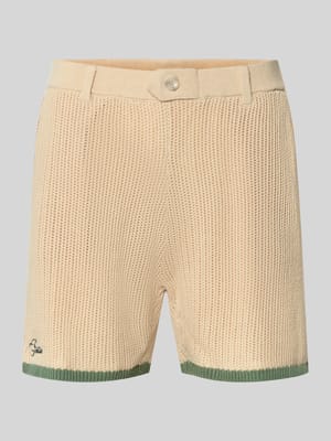 Gebreide korte broek met labelstitching Shop The Look MANNEQUINE