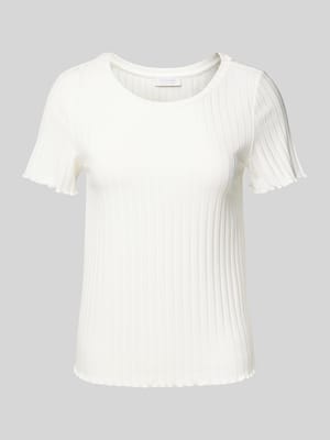 T-shirt z prążkowanym okrągłym dekoltem Shop The Look MANNEQUINE
