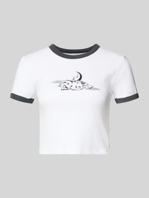Slim Fit T-Shirt aus reiner Baumwolle Shop The Look MANNEQUINE