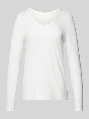 Regular Fit Langarmshirt aus reinem Baumwoll-Slub-Yarn mit Rollkanten am Ausschnitt Shop The Look MANNEQUINE