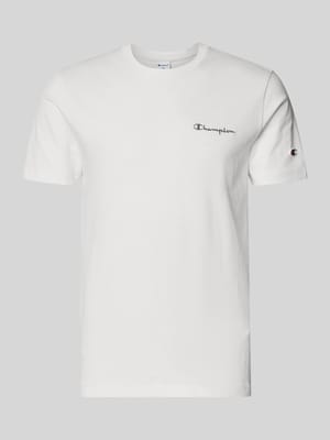 T-Shirt mit Label-Stitchings und Rundhalsausschnitt Shop The Look MANNEQUINE