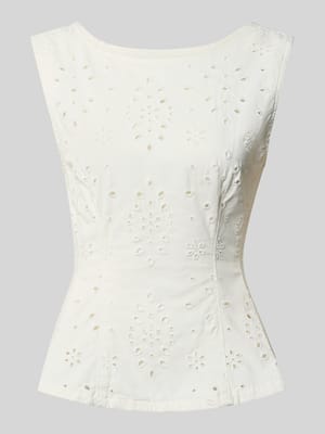 Bluse mit floralem Loch-Stitching Shop The Look MANNEQUINE