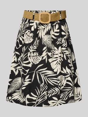 Knielanger Rock aus Viskose-Leinen-Mix Modell 'Si44nja' Shop The Look MANNEQUINE