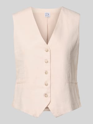 Leinenweste mit V-Ausschnitt und Paspeltaschen Shop The Look MANNEQUINE