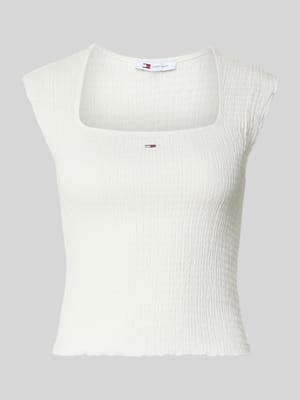 slim fit top met ruche Shop The Look MANNEQUINE