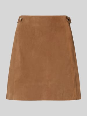 Minirock aus echtem Ziegenvelours mit Zier-Applikation Shop The Look MANNEQUINE