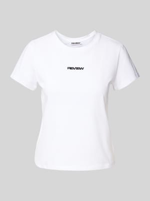 T-Shirt mit Label-Stitching und Rundhalsausschnitt Shop The Look MANNEQUINE