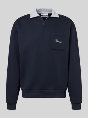 Sweatshirt mit Kontrastkragen und Brusttasche mit Logo-Bestickung Shop The Look MANNEQUINE