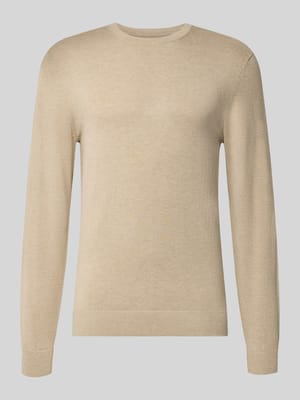Strickpullover mit geripptem Rundhalsausschnitt Shop The Look MANNEQUINE