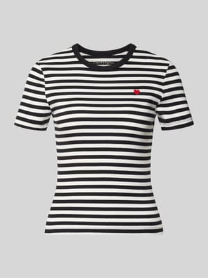 t-shirt o kroju slim fit z mieszanki bawełny model 'VAL' Shop The Look MANNEQUINE