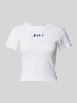 Cropped T-Shirt mit Label-Stitching Shop The Look MANNEQUINE