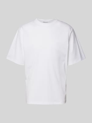 T-shirt met geribde ronde hals, model 'LOGRA' Shop The Look MANNEQUINE