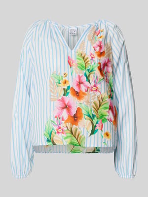 Regular Fit Bluse im Allover-Look mit V-Ausschnitt Shop The Look MANNEQUINE
