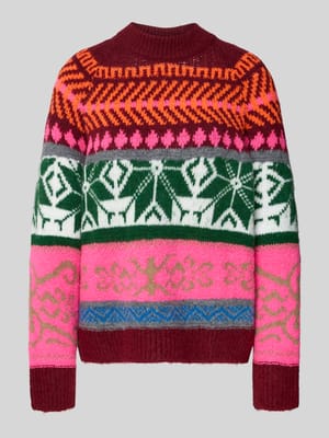 Loose Fit Strickpullover mit mehrfarbige Muster Modell 'IRELANDO' Shop The Look MANNEQUINE