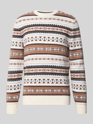 Slim Fit Strickpullover aus Baumwoll-Mix mit Rundhalsausschnitt Shop The Look MANNEQUINE