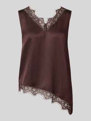 Regular fit top van satijn met kant Shop The Look MANNEQUINE