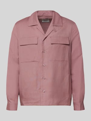 Regular Fit Hemdjacke aus Leinen-Viskose-Mix Shop The Look MANNEQUINE
