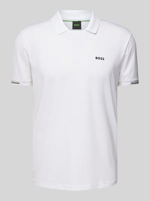 Slim fit poloshirt met labelopschrift, model 'Palle Mesh' Shop The Look MANNEQUINE