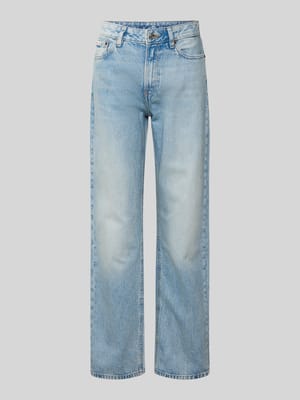 Straight fit jeans met labeldetail Shop The Look MANNEQUINE