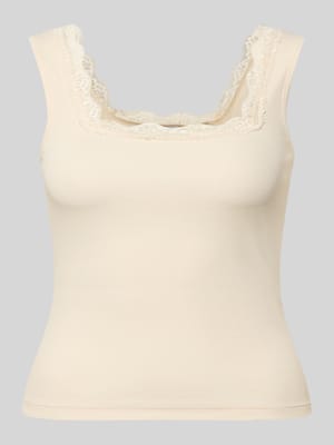 Regular Fit Top mit Spitzenbesatz Shop The Look MANNEQUINE