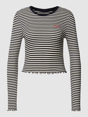Shirt met lange mouwen in riblook, model 'MAJA' Shop The Look MANNEQUINE