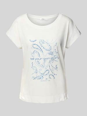 Relaxed Fit T-Shirt aus Baumwoll-Viskose-Mix mit Artwork Print Shop The Look MANNEQUINE