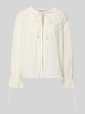 relaxed fit blouse met kant en rijgveter Shop The Look MANNEQUINE