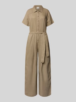 Jumpsuit aus Leinen-Mix mit Bindegürtel Modell 'LINNO' Shop The Look MANNEQUINE