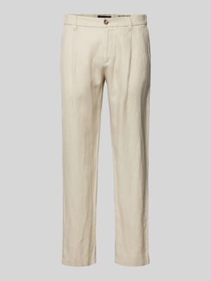 Tapered linnen broek met bandplooi, model 'OSBY JOGGER' Shop The Look MANNEQUINE