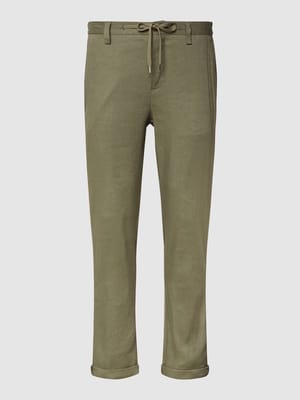 Spodnie materiałowe o kroju regular fit z tunelem model ‘Moss Green’ Shop The Look MANNEQUINE