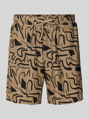 Szorty o kroju regular fit z fakturowanym wzorem model ‘TEL’ Shop The Look MANNEQUINE