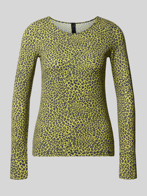 Shirt met lange mouwen in all-over look met ronde hals Shop The Look MANNEQUINE