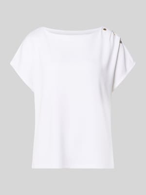 T-Shirt mit Zierknöpfen und Rundhalsausschnitt Shop The Look MANNEQUINE