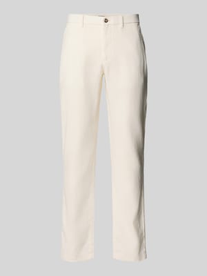 Regular Fit Leinenhose mit Logo-Stitching Modell 'Denton' Shop The Look MANNEQUINE