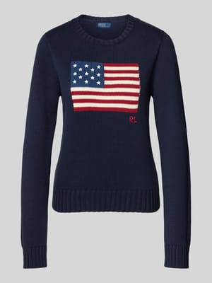 Sweter z dzianiny z wyhaftowanym motywem Shop The Look MANNEQUINE