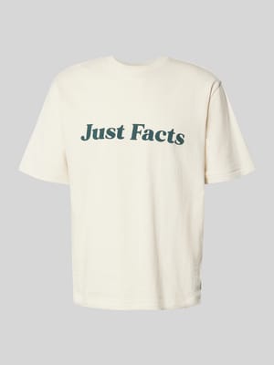 T-shirt z prążkowanym okrągłym dekoltem Shop The Look MANNEQUINE