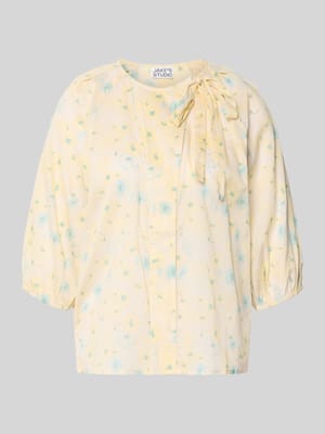 Blouse met ronde hals en strikdetail Shop The Look MANNEQUINE
