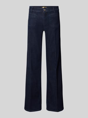 Flared cut jeans met persplooien, model 'TESS' Shop The Look MANNEQUINE