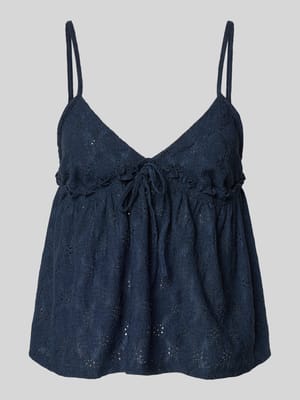 Babydoll-Top mit Schößchendetail und Lochstickerei Shop The Look MANNEQUINE
