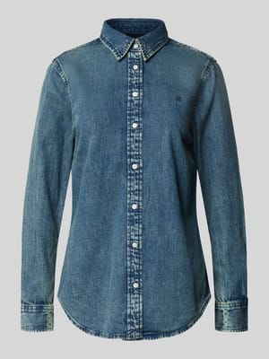 Jeansblouse met labelstitching Shop The Look MANNEQUINE