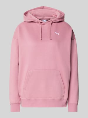 Relaxed fit hoodie met labelstitching en kangoeroezak Shop The Look MANNEQUINE