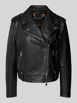 Regular fit leren jack van generfd runderleer Shop The Look MANNEQUINE