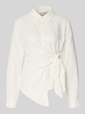 Bluse aus Leinen-Viskose-Mix mit Knoten-Detail Shop The Look MANNEQUINE