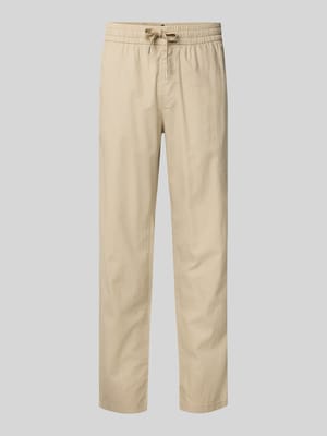 Spodnie z lnu o kroju straight fit z elastycznym pasem Model 'Barton' Shop The Look MANNEQUINE