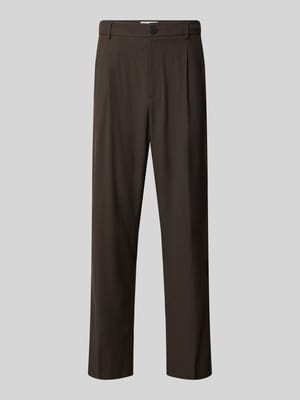 Spodnie z zakładkami w pasie o kroju regular fit z dodatkiem wiskozy Shop The Look MANNEQUINE