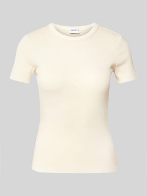 Slim fit T-shirt met fijnrib Shop The Look MANNEQUINE