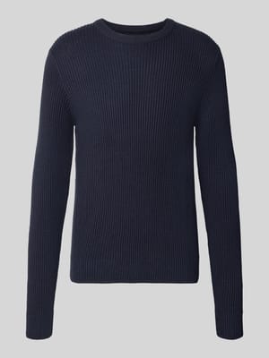 Sweter z dzianiny z okrągłym dekoltem model 'PANNEL' Shop The Look MANNEQUINE
